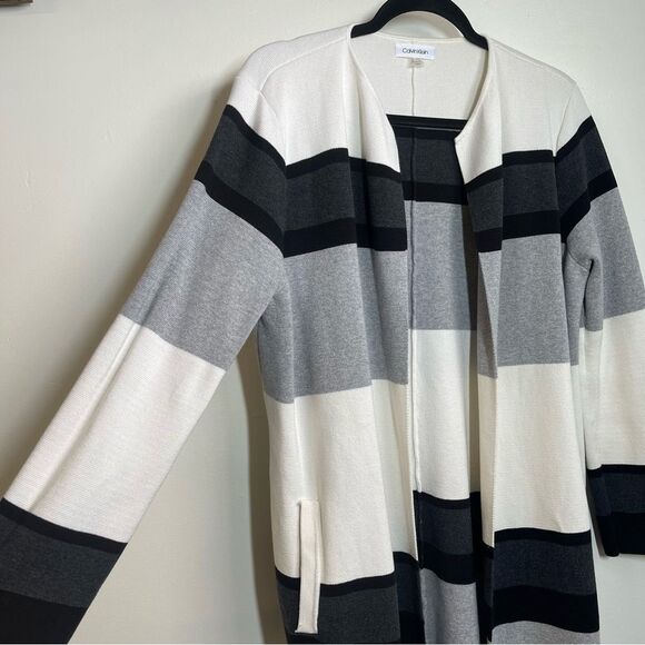 Calvin Klein Long Open Front Cardigan Size Large - Picture 6 of 13